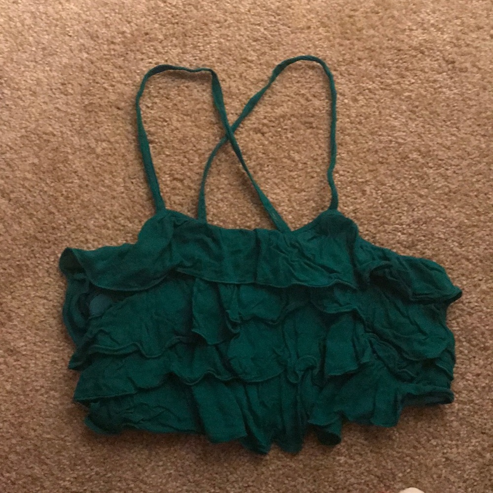 Ruffle crop top with adjustable straps